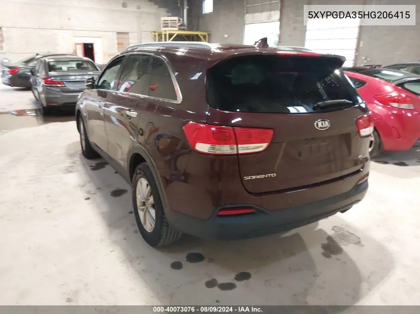 5XYPGDA35HG206415 2017 Kia Sorento 2.4L Lx