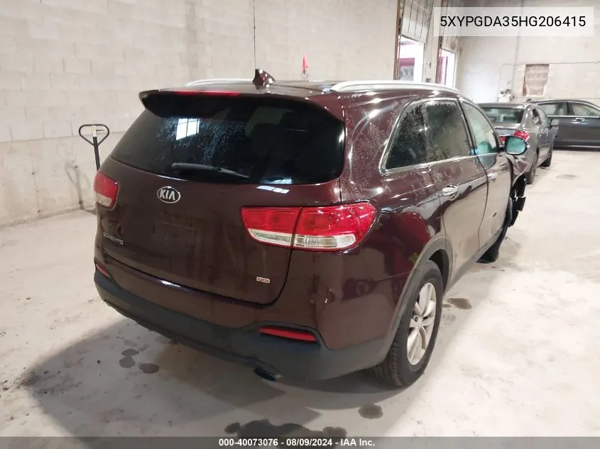 5XYPGDA35HG206415 2017 Kia Sorento 2.4L Lx