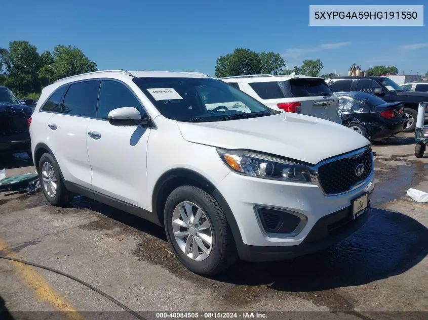 2017 Kia Sorento 3.3L Lx VIN: 5XYPG4A59HG191550 Lot: 40084505