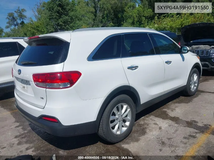 5XYPG4A59HG191550 2017 Kia Sorento 3.3L Lx