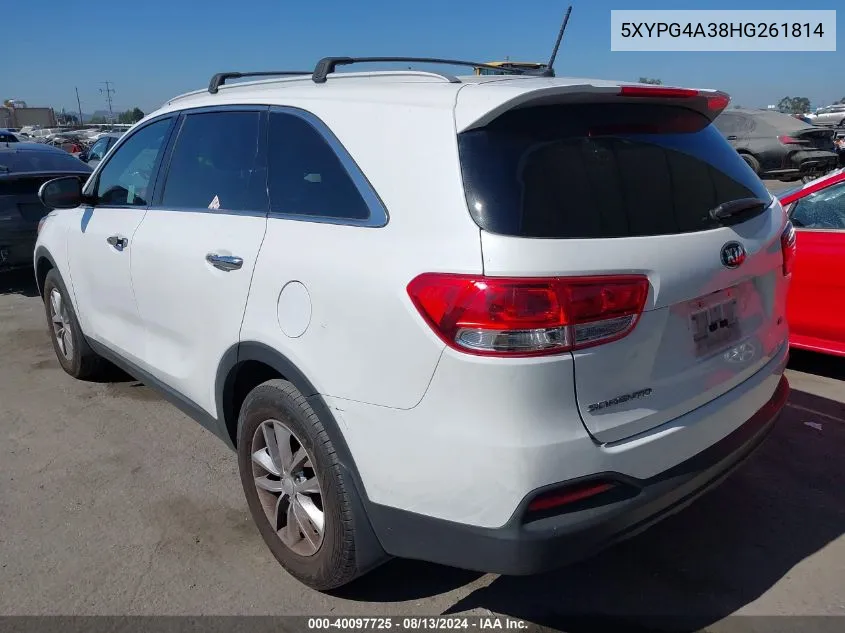 5XYPG4A38HG261814 2017 Kia Sorento 2.4L Lx