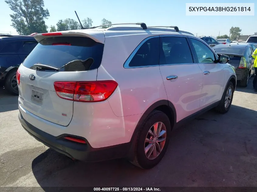 5XYPG4A38HG261814 2017 Kia Sorento 2.4L Lx