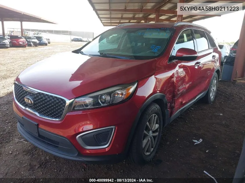 2017 Kia Sorento 3.3L Lx VIN: 5XYPG4A58HG211223 Lot: 40099942