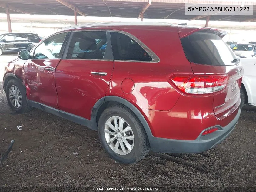 5XYPG4A58HG211223 2017 Kia Sorento 3.3L Lx