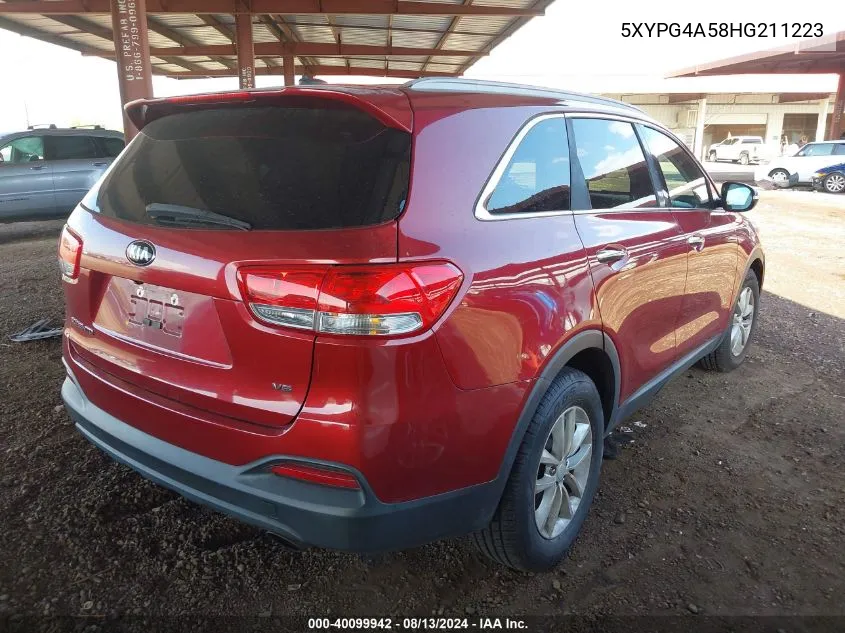 5XYPG4A58HG211223 2017 Kia Sorento 3.3L Lx