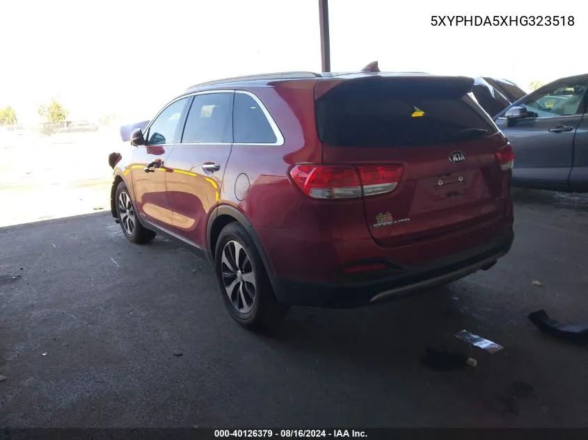 5XYPHDA5XHG323518 2017 Kia Sorento 3.3L Ex