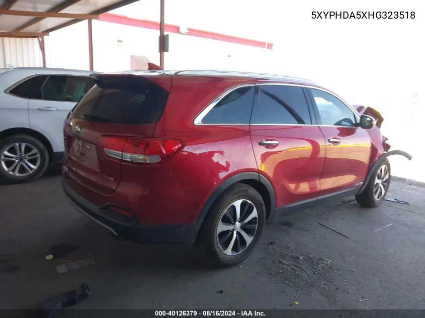 5XYPHDA5XHG323518 2017 Kia Sorento 3.3L Ex