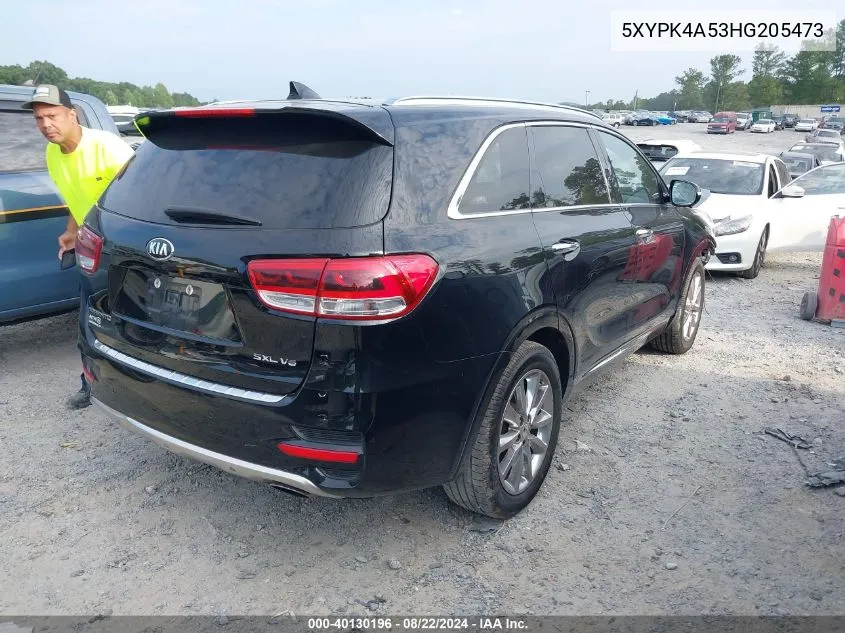 2017 Kia Sorento 3.3L Sxl VIN: 5XYPK4A53HG205473 Lot: 40130196