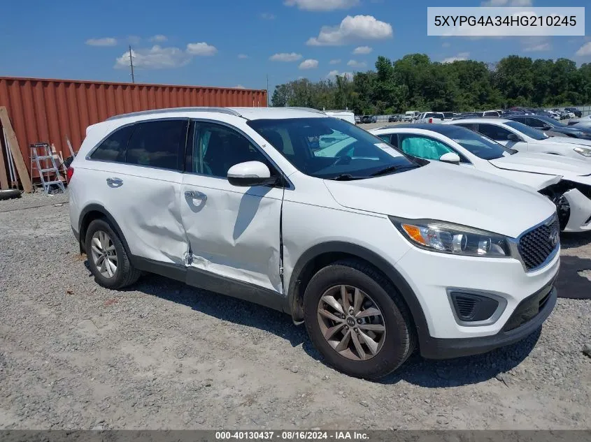 2017 Kia Sorento 2.4L Lx VIN: 5XYPG4A34HG210245 Lot: 40130437