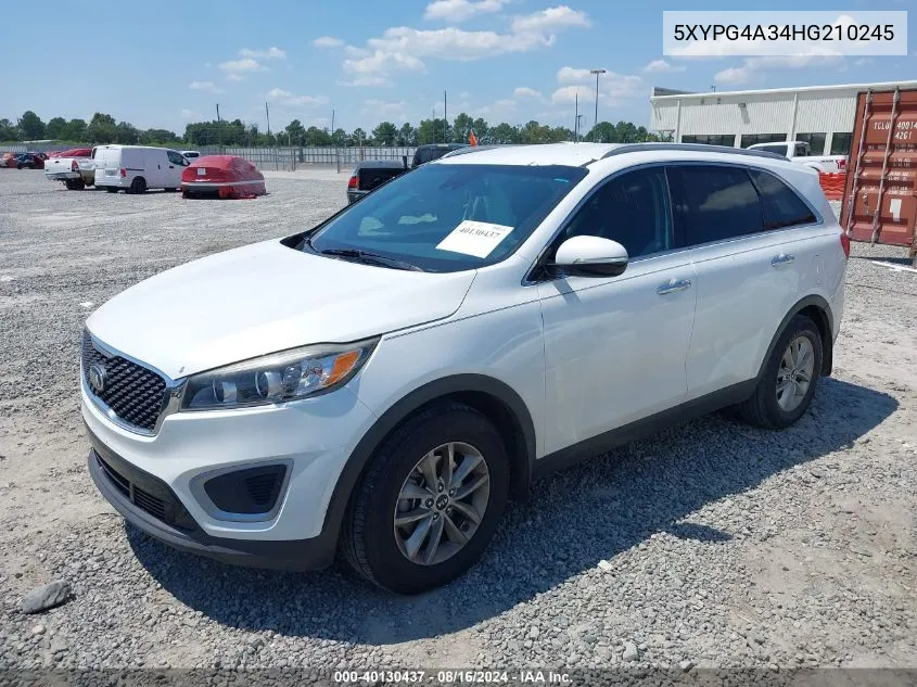 2017 Kia Sorento 2.4L Lx VIN: 5XYPG4A34HG210245 Lot: 40130437