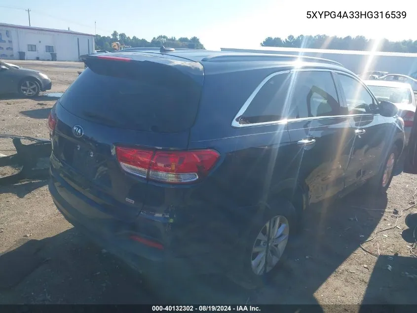 5XYPG4A33HG316539 2017 Kia Sorento 2.4L Lx