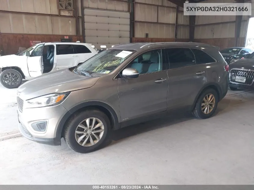 5XYPGDA32HG321666 2017 Kia Sorento 2.4L Lx