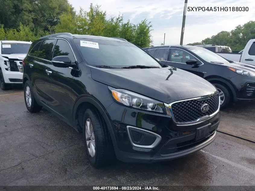 2017 Kia Sorento 3.3L Lx VIN: 5XYPG4A51HG188030 Lot: 40173594