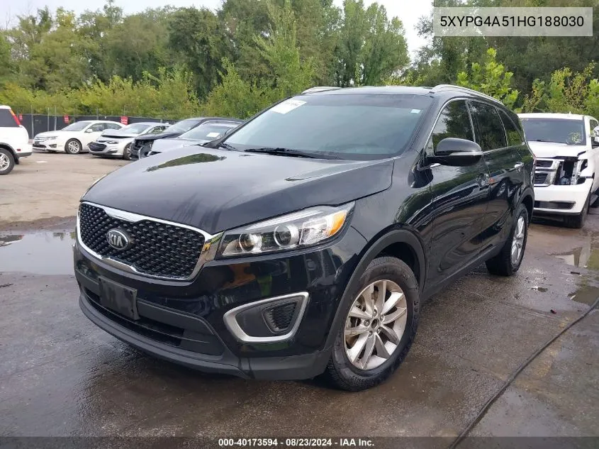 2017 Kia Sorento 3.3L Lx VIN: 5XYPG4A51HG188030 Lot: 40173594