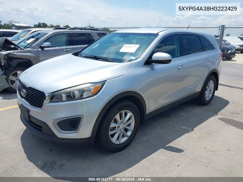 2017 Kia Sorento 2.4L L VIN: 5XYPG4A38HG222429 Lot: 40183777