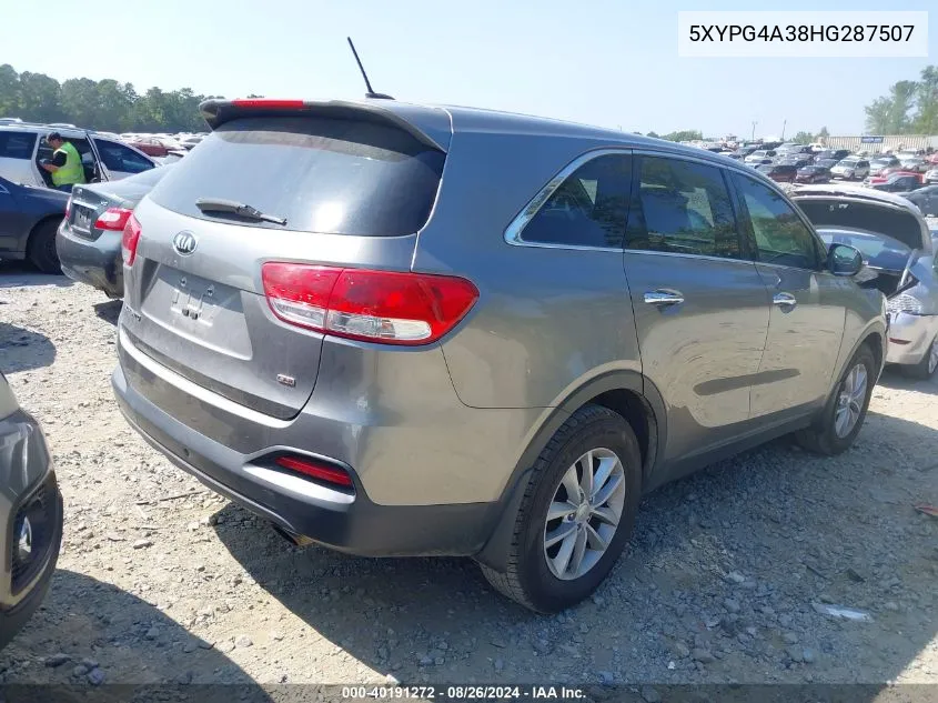 2017 Kia Sorento 2.4L L VIN: 5XYPG4A38HG287507 Lot: 40191272