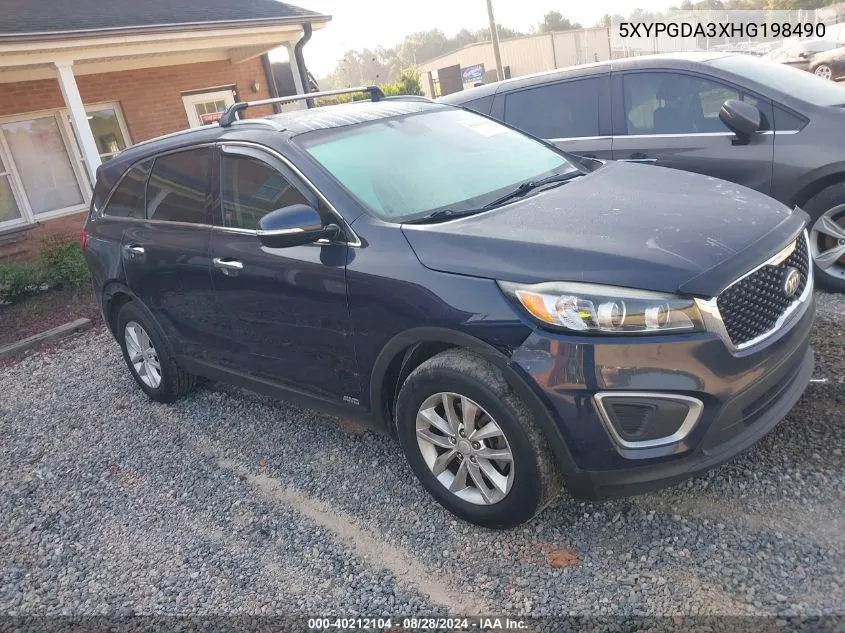 2017 Kia Sorento 2.4L Lx VIN: 5XYPGDA3XHG198490 Lot: 40212104