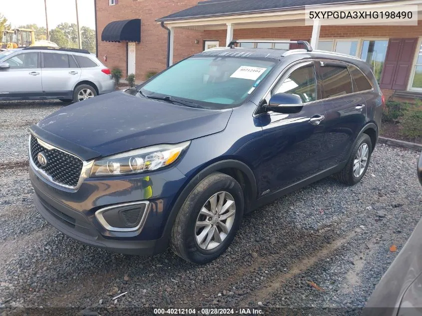 5XYPGDA3XHG198490 2017 Kia Sorento 2.4L Lx