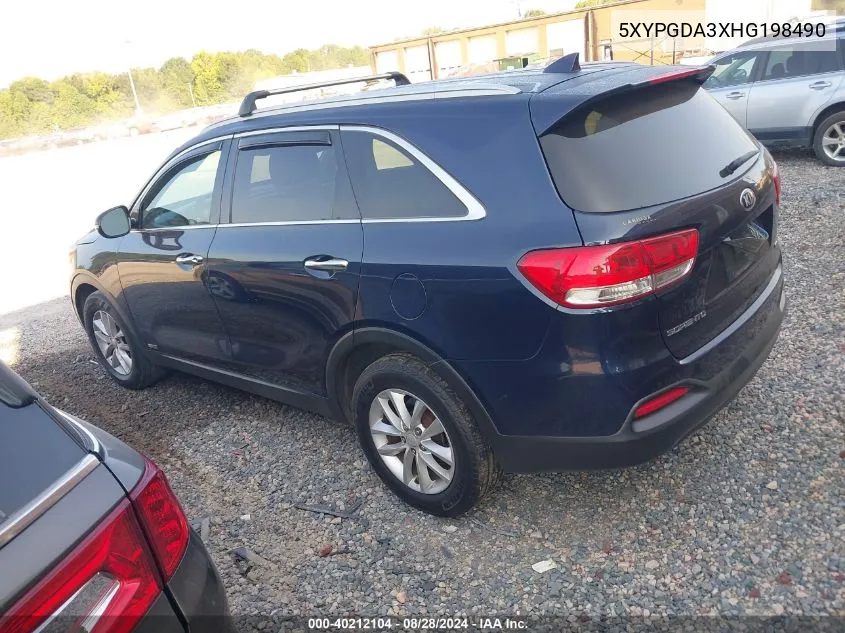 5XYPGDA3XHG198490 2017 Kia Sorento 2.4L Lx