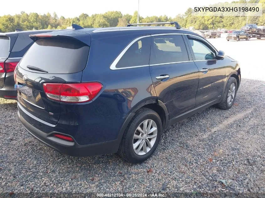 5XYPGDA3XHG198490 2017 Kia Sorento 2.4L Lx