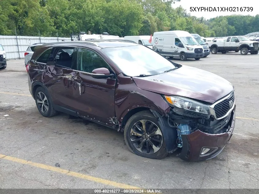 5XYPHDA1XHG216739 2017 Kia Sorento 2.0T Ex