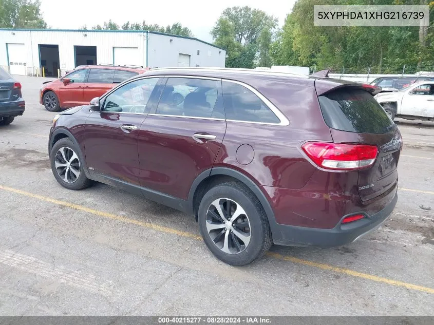 5XYPHDA1XHG216739 2017 Kia Sorento 2.0T Ex