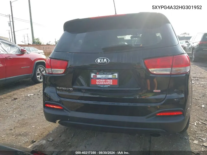 5XYPG4A32HG301952 2017 Kia Sorento 2.4L Lx