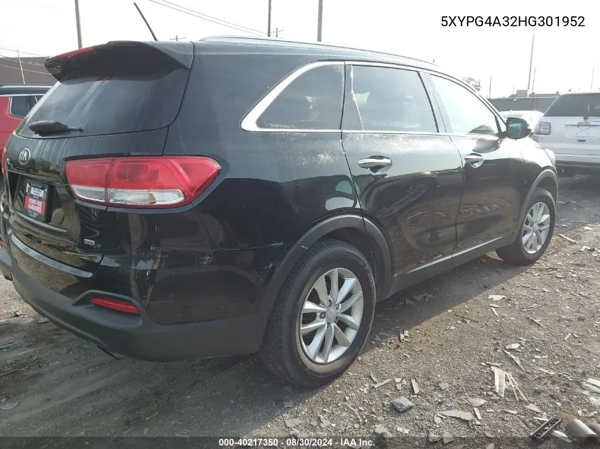 5XYPG4A32HG301952 2017 Kia Sorento 2.4L Lx