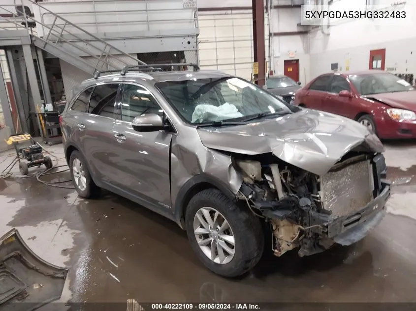 5XYPGDA53HG332483 2017 Kia Sorento 3.3L Lx