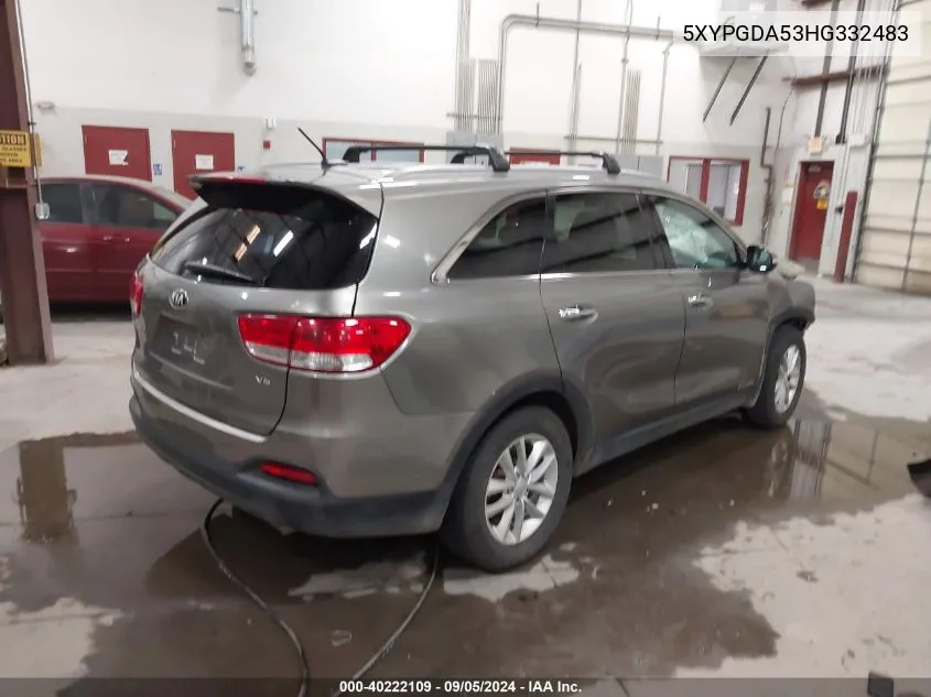 5XYPGDA53HG332483 2017 Kia Sorento 3.3L Lx