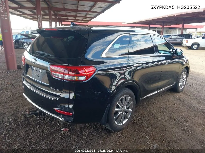 5XYPKDA51HG205522 2017 Kia Sorento 3.3L Sxl