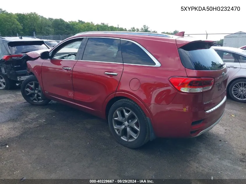 2017 Kia Sorento 3.3L Sx VIN: 5XYPKDA50HG232470 Lot: 40229667