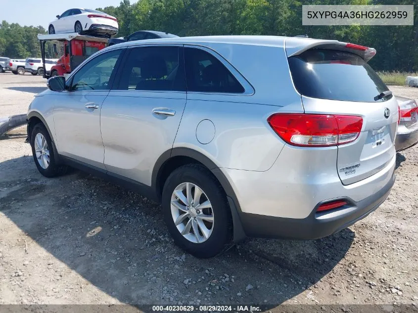 5XYPG4A36HG262959 2017 Kia Sorento 2.4L L