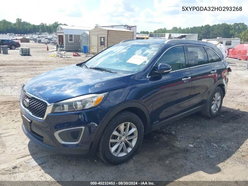 2017 Kia Sorento 2.4L Lx VIN: 5XYPGDA32HG293268 Lot: 40232453