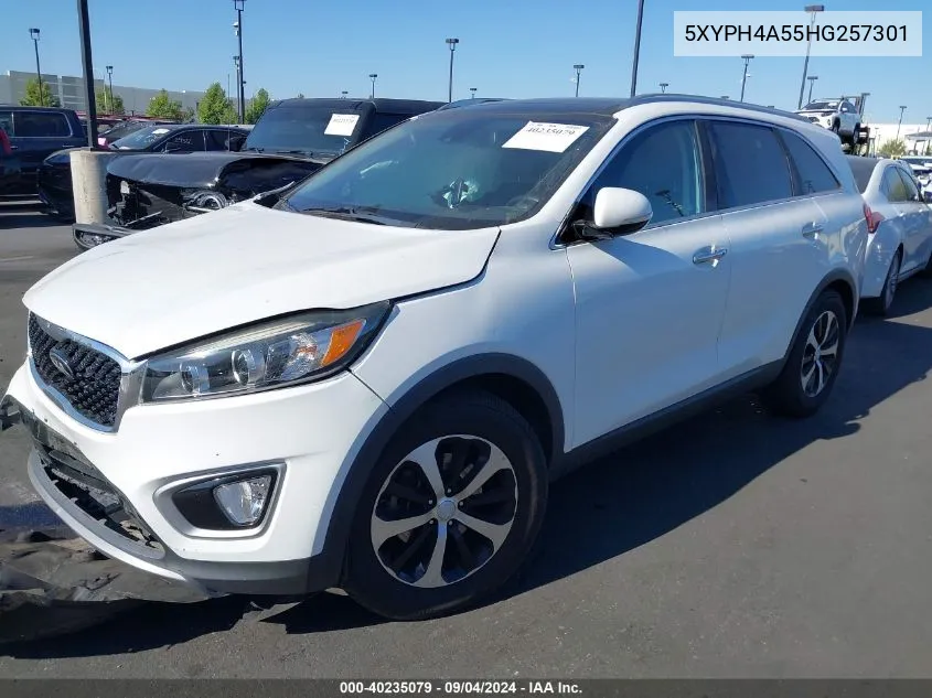 2017 Kia Sorento 3.3L Ex VIN: 5XYPH4A55HG257301 Lot: 40235079