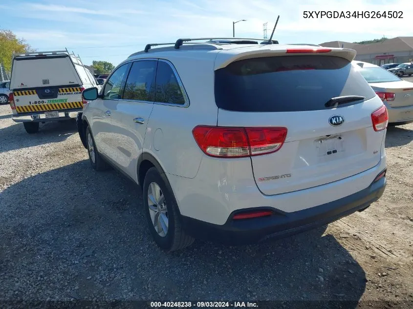 2017 Kia Sorento 2.4L Lx VIN: 5XYPGDA34HG264502 Lot: 40248238