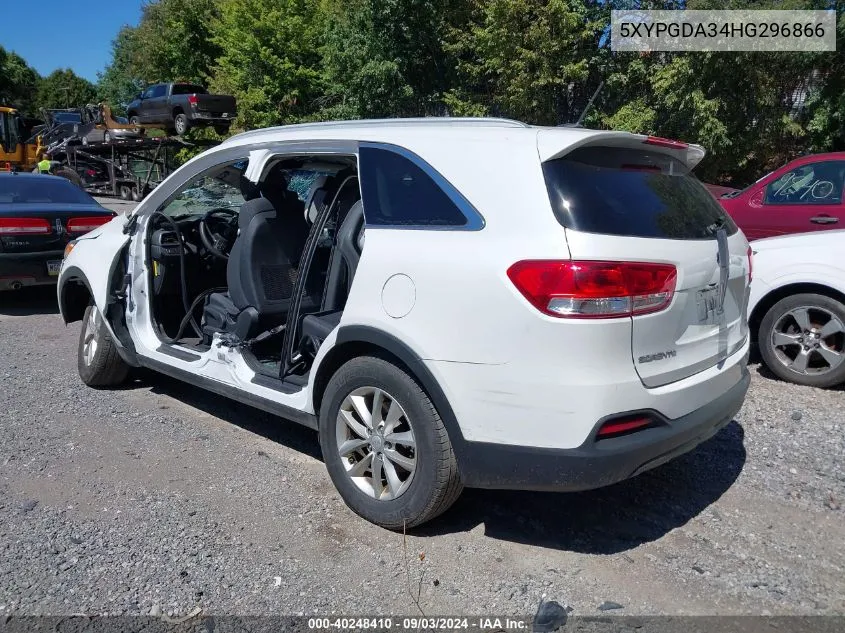 5XYPGDA34HG296866 2017 Kia Sorento 2.4L Lx