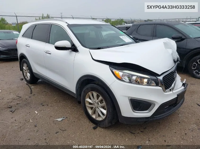 5XYPG4A33HG333258 2017 Kia Sorento 2.4L Lx