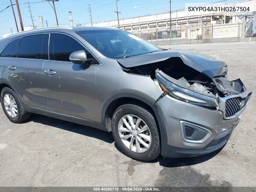 2017 Kia Sorento Lx/L VIN: 5XYPG4A31HG267504 Lot: 40260710