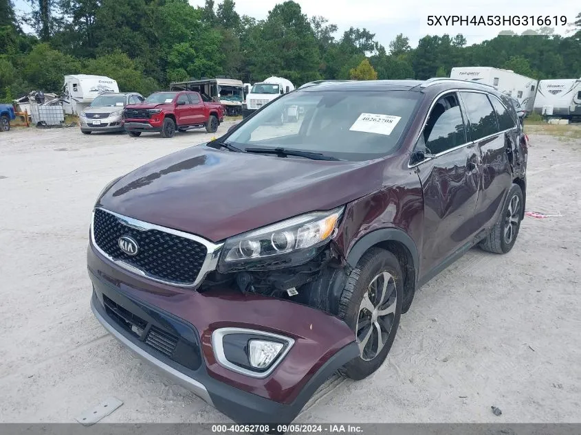 5XYPH4A53HG316619 2017 Kia Sorento Ex