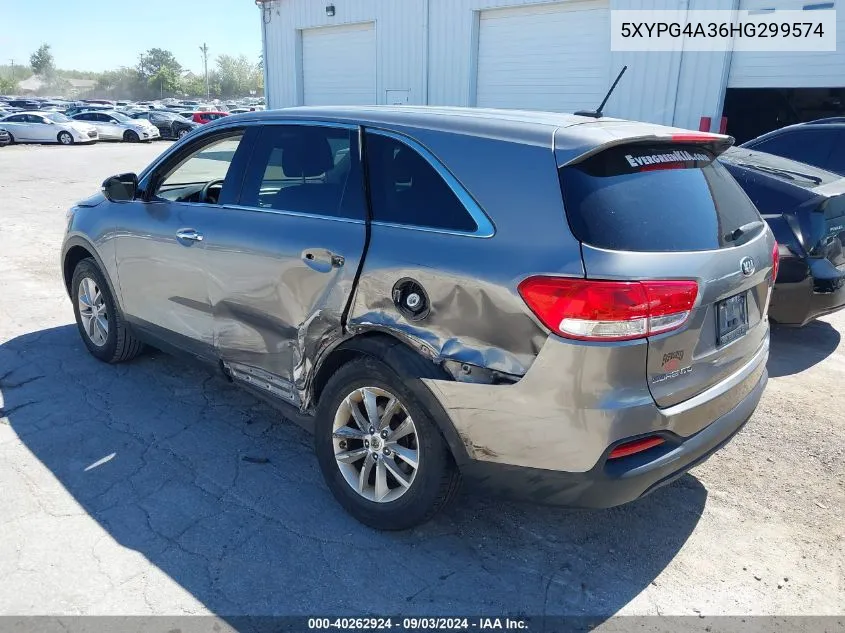 2017 Kia Sorento 2.4L L VIN: 5XYPG4A36HG299574 Lot: 40262924