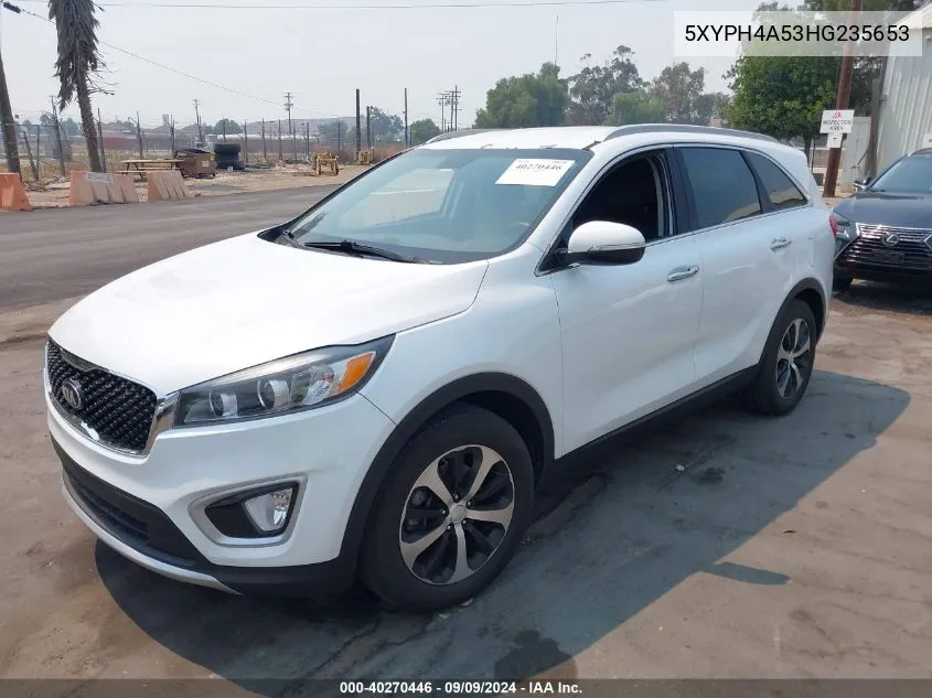 2017 Kia Sorento 3.3L Ex VIN: 5XYPH4A53HG235653 Lot: 40270446