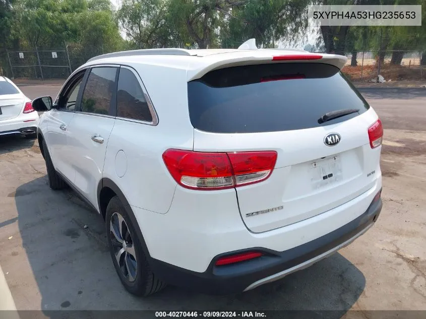 2017 Kia Sorento 3.3L Ex VIN: 5XYPH4A53HG235653 Lot: 40270446