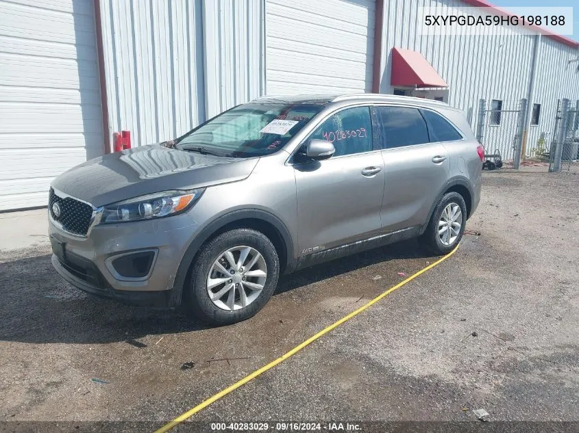 2017 Kia Sorento 3.3L Lx VIN: 5XYPGDA59HG198188 Lot: 40283029