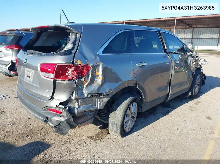 2017 Kia Sorento Lx/L VIN: 5XYPG4A31HG263985 Lot: 40285649