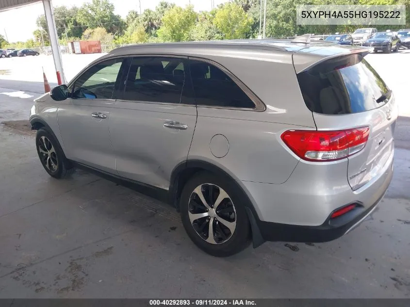 2017 Kia Sorento Ex VIN: 5XYPH4A55HG195222 Lot: 40292893