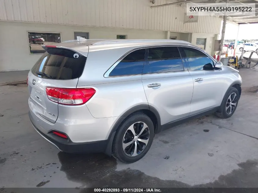 2017 Kia Sorento Ex VIN: 5XYPH4A55HG195222 Lot: 40292893