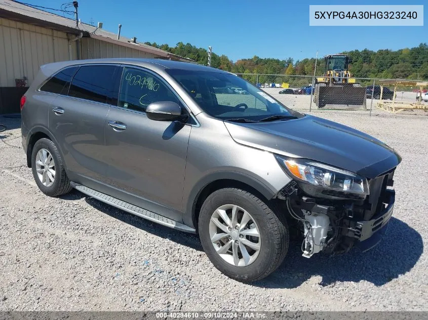 2017 Kia Sorento 2.4L L VIN: 5XYPG4A30HG323240 Lot: 40294610