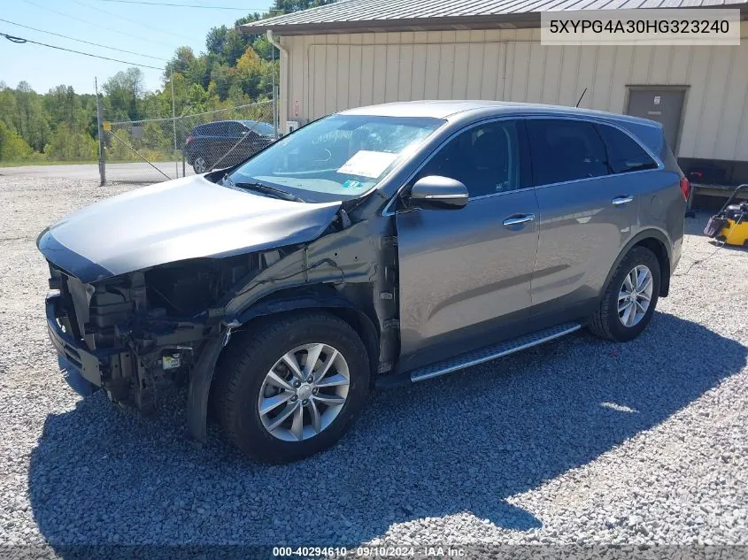 2017 Kia Sorento 2.4L L VIN: 5XYPG4A30HG323240 Lot: 40294610