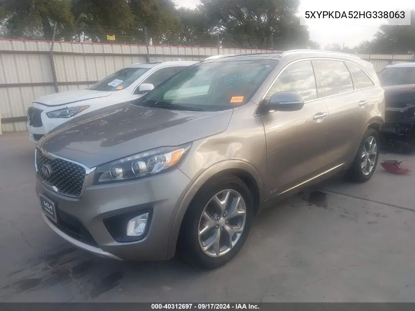 2017 Kia Sorento 3.3L Sx VIN: 5XYPKDA52HG338063 Lot: 40312697